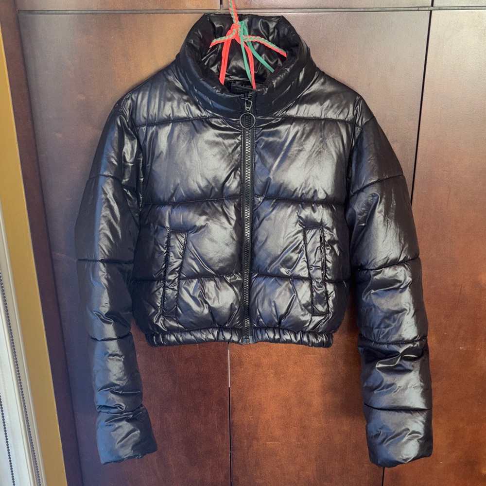 Garage Shiny Black Puffer Jacket